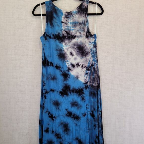 Neiman Marcus Tank Maxi Dress Womens Medium Blue Tie Dye Stretch New NWT - Picture 4 of 9